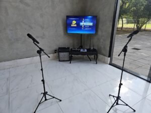 Aluguel de videokê em evento corporativo